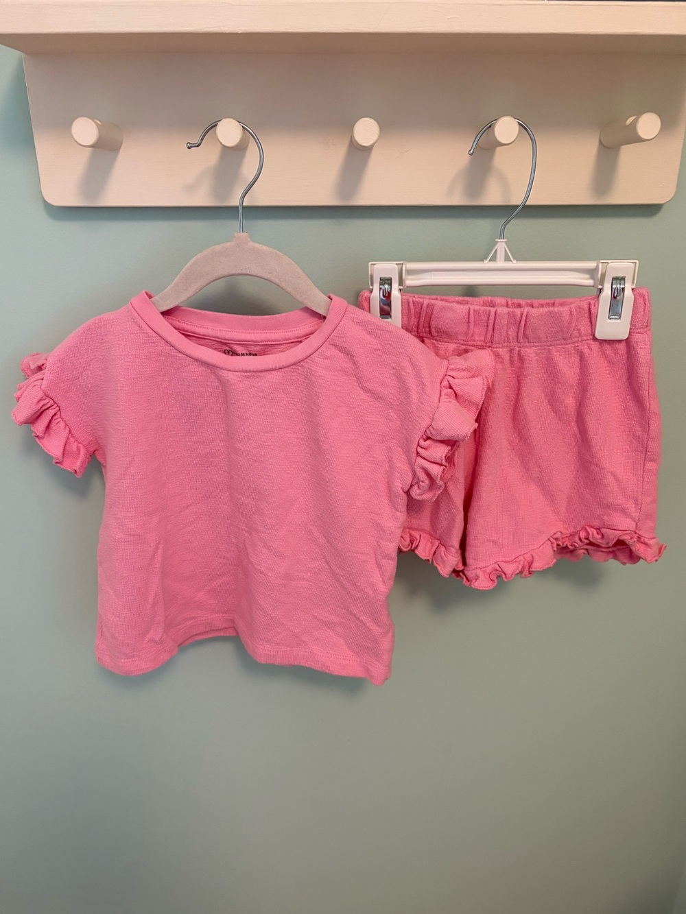 Primark Girls' Pink Ruffle Short Sleeve Matching Set